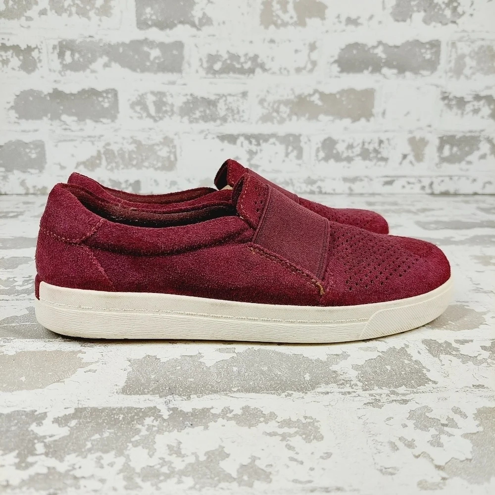 Earth Origins Womens Melissa Purple Red Suede Leather Slip On Casual Loafers V55